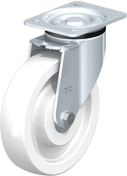 Blickle LK-SPO 200K Stahlblech-Lenkrolle, schwere Ausführung, mit Anschraubplatte, Polyamid, Weiß, 20479