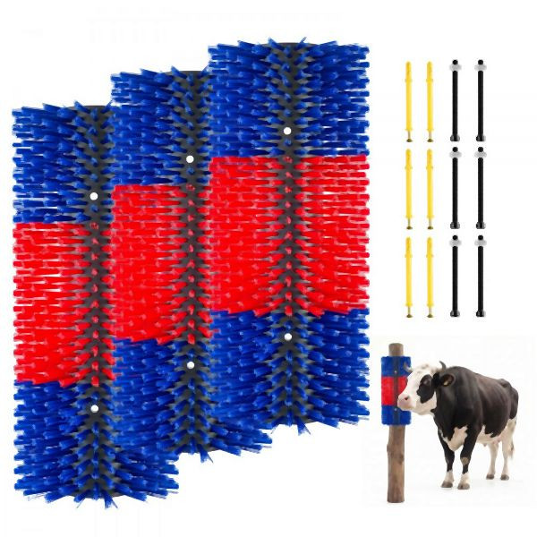 VEVOR Kratzbürste 43x19 cm, 3 Stk. inkl. 12 Schrauben, Massage- & Pflegewerkzeug für Pferde, Rinder, Schafe & Schweine, Blau&Rot, SCZNSLH3JZH0GT3XO001V0