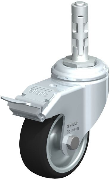 Blickle LKRA-PATH 80G-11-FI-E11 Apparate-Lenkrolle mit Expander & Feststeller, Thermoplastisches Polyurethan, Grau, 737867