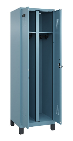 C+P Schwarz-Weiß-Spind Evolo PLUS, mit Füßen, 2 Abteile, 1950x600x500mm, 0010/0, Drehriegel, 049012-20 S10021