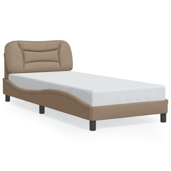 vidaXL Bettgestell mit LED Cappuccino-Braun 90x200 cm Kunstleder, 3213910