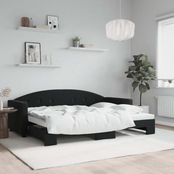 vidaXL Tagesbett Ausziehbar Schwarz 80x200 cm Samt, 3197298
