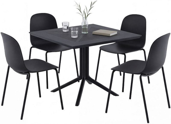 CLP Gartenmöbel-Set Zeron mit 4 Stühlen, schwarz, 328135