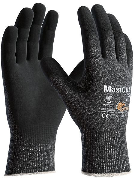 ATG MaxiCut Ultra Schnittschutz-Strickhandschuhe (44-5745E), Farbe: grau/schwarz, Größe: 7, VE: 12 Paar, 2484-7
