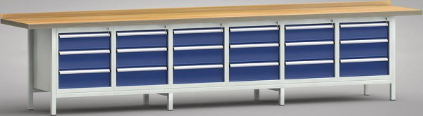 KLW Profi-Werkbank - 4000 x 700 x 845 mm L x T x H, je Arbeitsplatz links & rechts 150EA/2x175EA, WP550N-4000M45-E1661