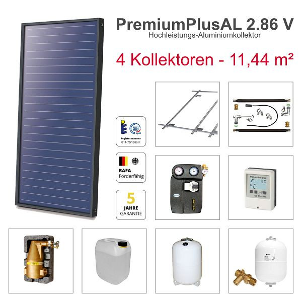Solarbayer PlusAL Solarpaket 4 - Ziegel, Gesamtfläche Brutto: 11,44 m² vertikal, 410804000