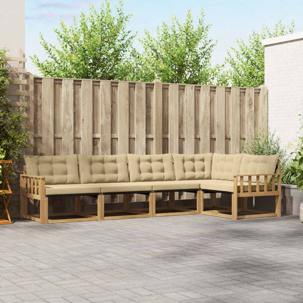 vidaXL Outdoor-Sofagarnitur mit Kissen 5-teilig Weiß und Beige, 3388683