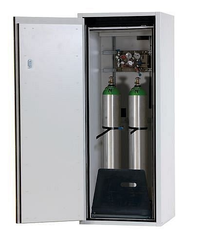 asecos Feuerbeständiger Gasflaschenschrank G90.6-10, 600 mm breit, Tür links, gelb, 3068900230691