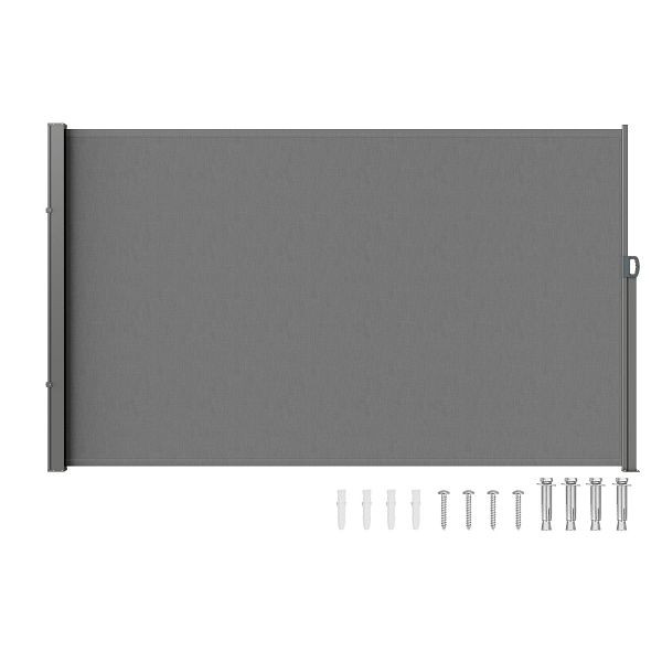 VEVOR Seitenmarkise 200 x 300 cm aus 180 g/m² Polyestergewebe mit PU-Beschichtung einziehbarer Griff mit Federmechanismus Grau, KSSCP200X300T10QIV0