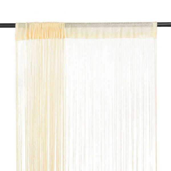 vidaXL Fadenvorhänge 2 Stück 140 x 250 cm Cremefarben, 132403