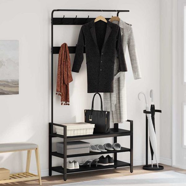 vidaXL Kleiderständer mit Regal Schwarz Eichen-Optik 95 x 34 x 184 cm, 879959