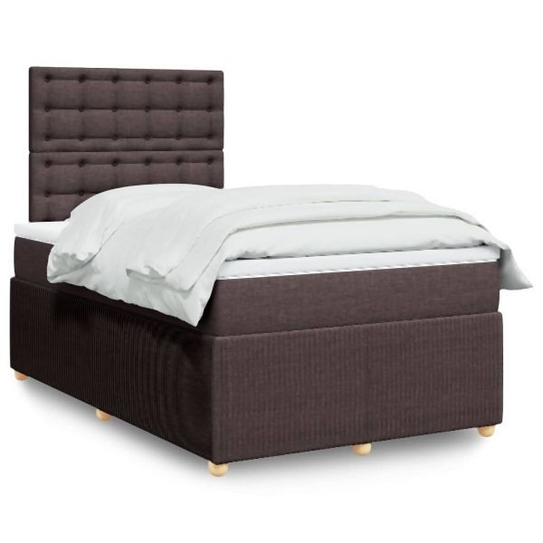 vidaXL Boxspringbett mit Matratze Dunkelbraun 120x200 cm Stoff, 3292040