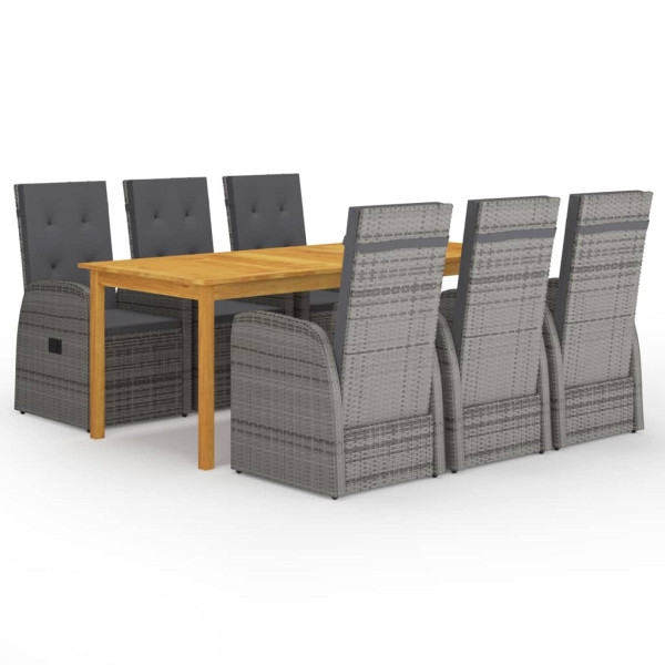 vidaXL 7-tlg. Garten-Essgruppe Grau, Polyester, 3067908