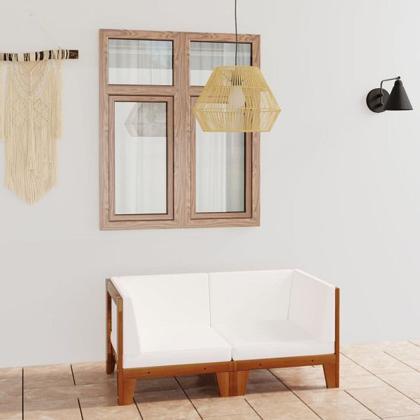 vidaXL 2-Sitzer-Sofa mit Cremeweißen Kissen Akazie Massivholz, 3058112