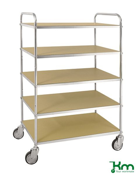 Kongamek ESD-Etagenwagen mit 5 Böden, 4 Lenkrollen, 2 davon mit Bremsen, KM4124-ESDB