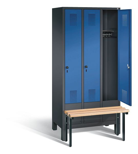 C+P Garderobenschrank Evolo, H1850xB900xT815mm, Farbe: Schwarzgrau / Enzianblau, 48030-30 S10141