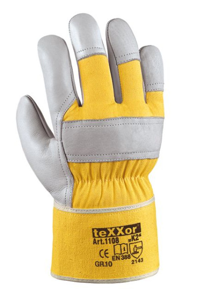 teXXor TOP Rindvollleder-Handschuhe "K2", Größe: 8, VE: 120 Paar, 1108-8