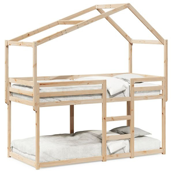 vidaXL Etagenbett mit Dach 90x200 cm Massivholz Kiefer, 3282039