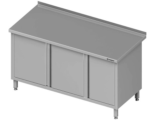 Stalgast Arbeitsschrank mit Flügeltüren, 1400x600x850 mm, mit Flügeltürschrank rechts, mit Aufkantung, verschweißt, VAS14607RA