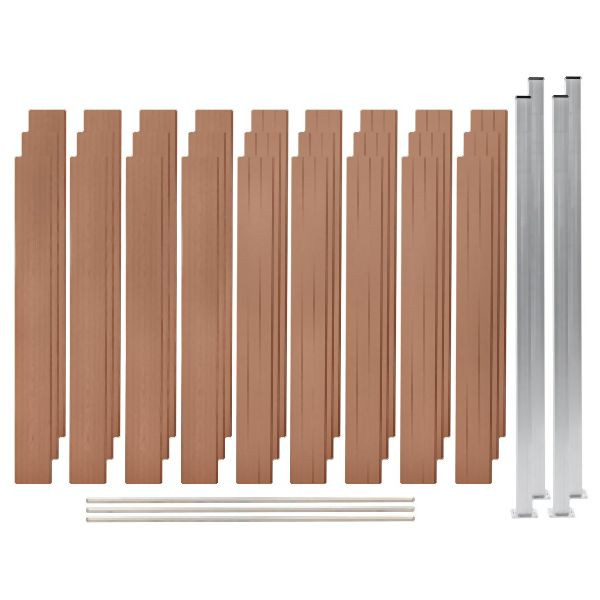 vidaXL WPC Zaun-Set 3 Quadrate 526x187 cm Braun, 3053263