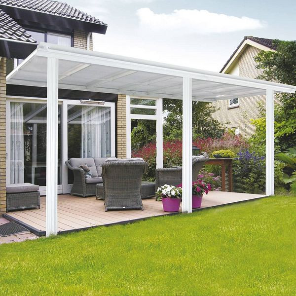 HOME DELUXE Terrassenüberdachung SOLIS - 495 x 303 x 226/278 cm Weiß, 6549