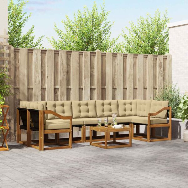 vidaXL Outdoor-Sofagarnitur mit Kissen 8-teilig Natur und Beige, 3368508