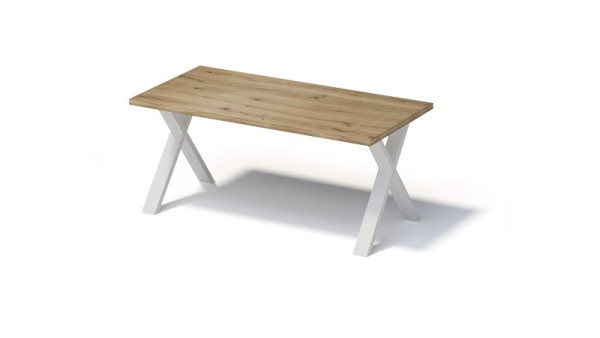 Bisley Fortis Table Regular, 1800 x 900 mm, gerade Kante, geölte Oberfläche, X-Gestell, Oberfläche: natürlich / Gestellfarbe: verkehrsweiß, F1809XP396