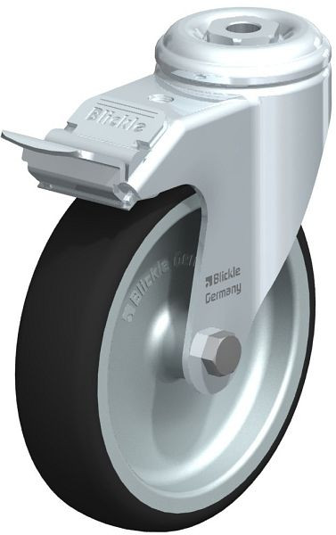 Blickle LKRA-PATH 126G-11-FI Apparate-Lenkrolle mit Rückenloch & Feststeller, Thermoplastisches Polyurethan, Grau, 846958