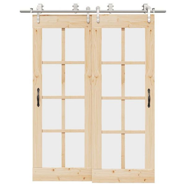 vidaXL Schiebetür-Beschlagsatz 183 cm Edelstahl Silbern, 3295765