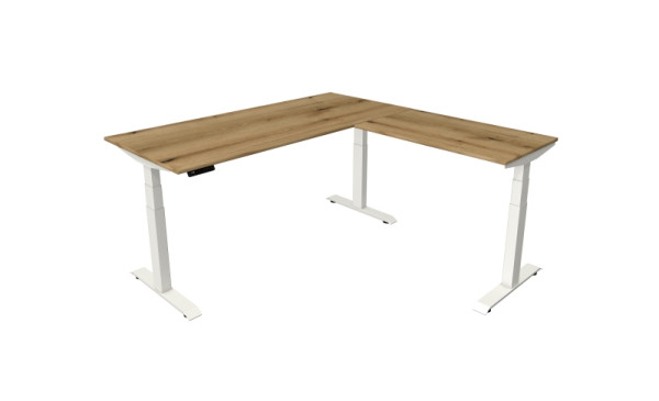 Kerkmann Steh-/Sitztisch Move 4 neu 180 x 80 cm mit Anbau 100 x 60 cm Gestell weiß, Tischplatte Eiche, 10093155