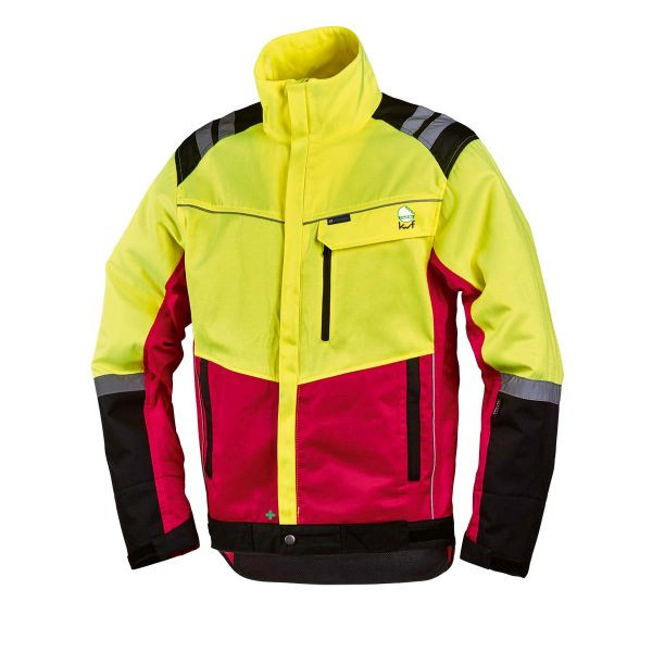 L+D Forstschutz-Jacke Komfort, mit Reflexapplikationen, neues Design und neue Farbkombination neongelb / rot, Größe: XXL, 4112-XXL