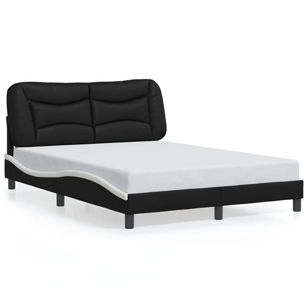 vidaXL Bettgestell mit LED Schwarz und Weiß 120x200 cm Kunstleder, 3213925