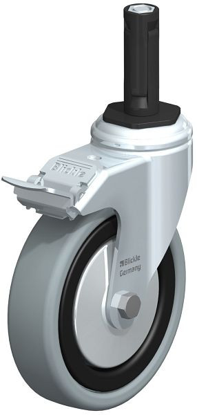 Blickle LKRA-VPA 126G-11-FI-FA-ER12 Apparate-Lenkrolle mit Expander & Feststeller, Vollgummi, Grau, 848347
