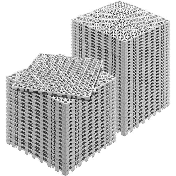 VEVOR Ineinandergreifende Fliesen 50 Stück, 30 x 30 cm Außenbereich Quadratische Terrasse PVC Badezimmer, Pool, Toilette, Grau, HZXSJDD1212YF0ZXDV0