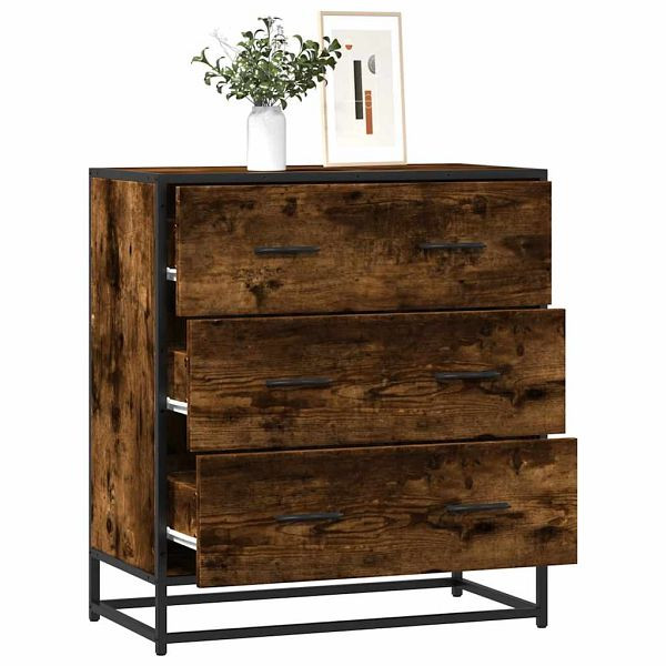 vidaXL Sideboard Räuchereiche 68x35x76 cm Holzwerkstoff und Metall, 848971