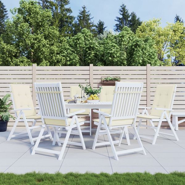 vidaXL Gartenstuhlauflagen für Hochlehner 6 Stück Creme 120x50x3cm Stoff, 314106
