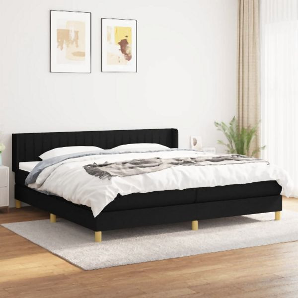 vidaXL Boxspringbett mit Matratze Schwarz 200x200 cm Stoff, 3130459