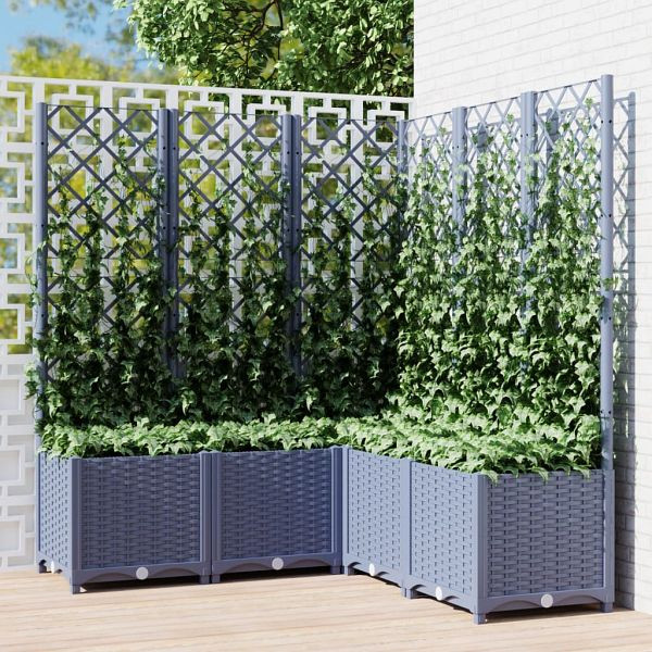 vidaXL Pflanzkübel mit Rankgitter Dunkelgrau 120x120x136 cm PP, 318257