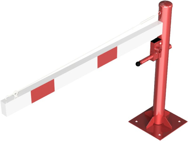Schake Drehschranke mit Seilzugverstärkung, für Dübel Befestigung, Schrankenbaumlänge: 1500 mm, mit Dreikantverschluss, 4113_15FBP