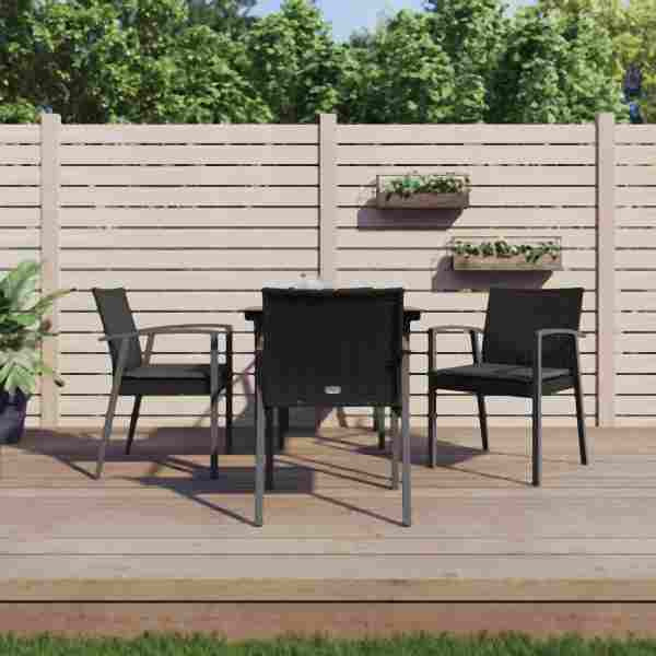 vidaXL 5-tlg. Garten-Essgruppe mit Kissen Poly Rattan und Stahl, 3186972