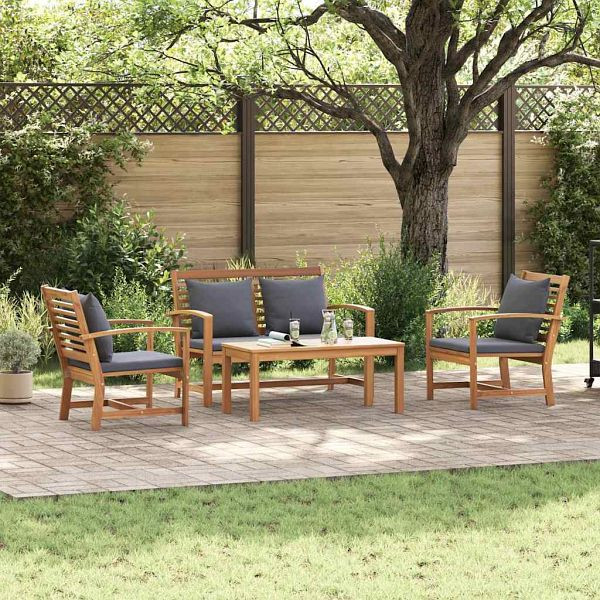 vidaXL Garten-Sofa-Set 4-teilig Natur Teak-Massivholz, 3356854