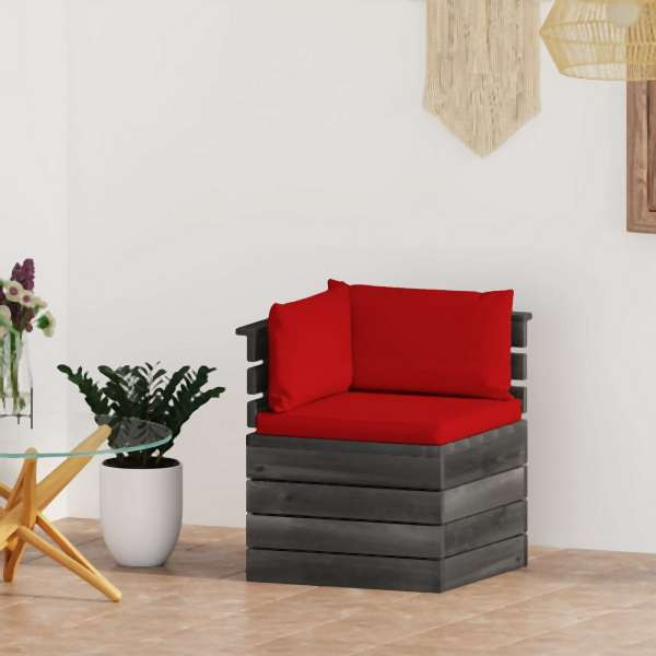 vidaXL Garten-Paletten-Ecksofa mit Kissen Kiefernholz, 3061653