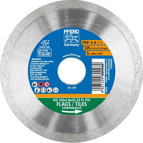 Pferd Diamant-Trennscheibe DG 125 x 1,6 x 22,23 FL PSF, 68000012