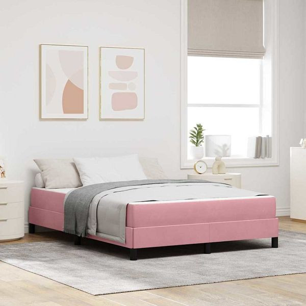 vidaXL Boxspringbett mit Matratze mit Matratze Rosa 140 x 210 cm Samt, 3398748