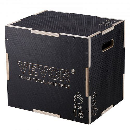 VEVOR 3-in-1-Plyometrische Sprungbox 20/18/16-Zoll-Plyobox, 204 kg Tragfähigkeit, für Heimtraining, Schwarz Einstellbare Höhe, SHYTX201816YAQWNJV0