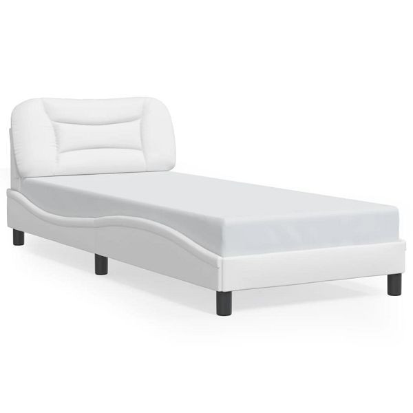 vidaXL Bettgestell mit LED Weiß 90x190 cm Kunstleder, 3213900