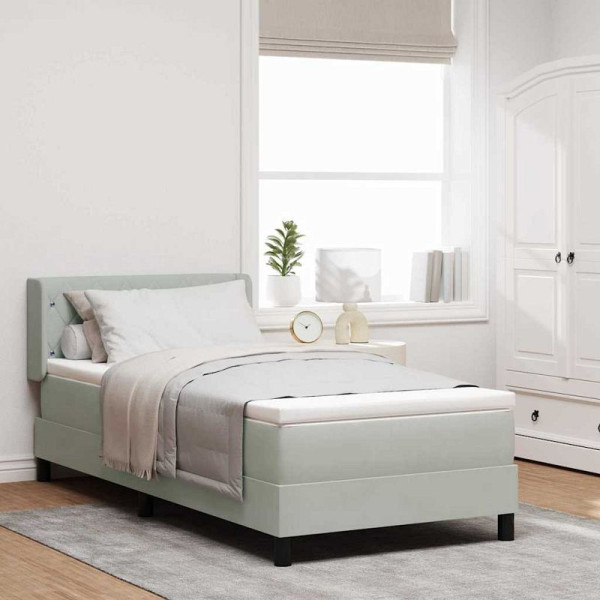 vidaXL Boxspringbett mit Matratze Schwarz 100x200 cm Velvet Hellgrau, 3341390