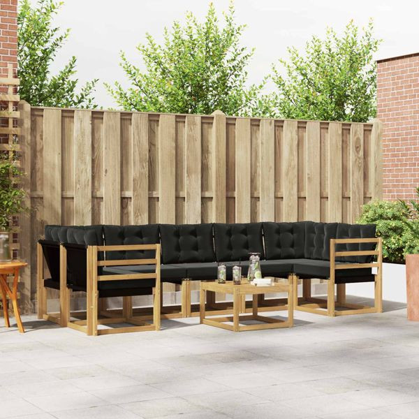 vidaXL Outdoor-Sofagarnitur mit Kissen 8-teilig Weiß und Schwarz, 3389298