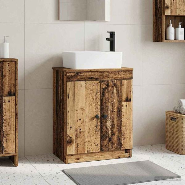 vidaXL Badezimmerschrank mit Waschbecken Altholz 54 x 35 x 83 cm, 890136