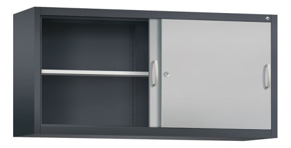 C+P Aufsatzschrank Acurado, H790xB1600xT400mm, Farbe: Schwarzgrau / Weißaluminium, Bügelgriff, 2 OH, 2145-00 S10070